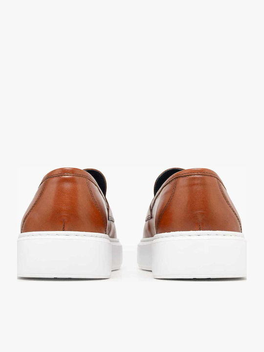 Leather Men's Loafers in Tabac Brown Colour