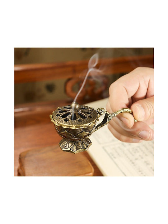 Suport Pentru Bețe De Tămâie Flippy Aliaj De Zinc Model Lotus Ignifug 9.7 X 4.8 X 4.7 Cm Bronz