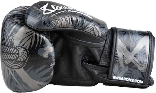 8 Weapons Boxhandschuhe Leder für Wettkampfhandschuhe Schwarz