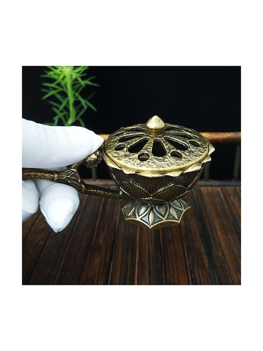 Suport Pentru Bețe De Tămâie Flippy Aliaj De Zinc Model Lotus Ignifug 9.7 X 4.8 X 4.7 Cm Bronz