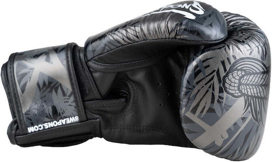 8 Weapons Boxhandschuhe Leder für Wettkampfhandschuhe Schwarz