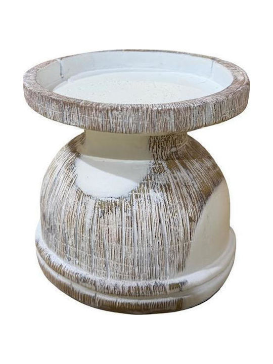 Espiel Kerzenhalter aus Polyresin in Weißer Farbe 11x10x10cm