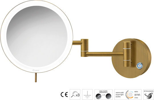 Sanco Vergrößerung Rund Badezimmerspiegel LED aus Metall 104x104cm Grau