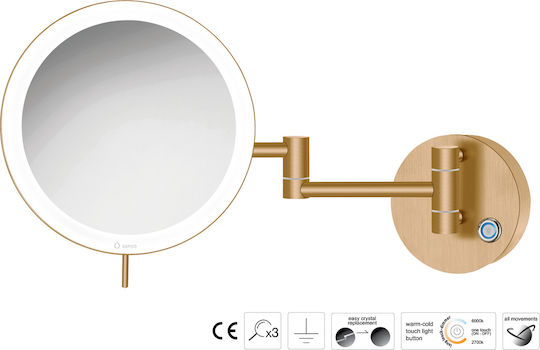 Sanco Vergrößerung Rund Badezimmerspiegel LED aus Metall 104x104cm Grau