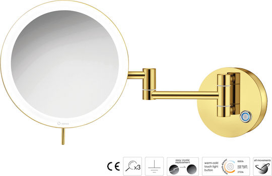 Sanco Vergrößerung Rund Badezimmerspiegel LED aus Metall 104x104cm Grau