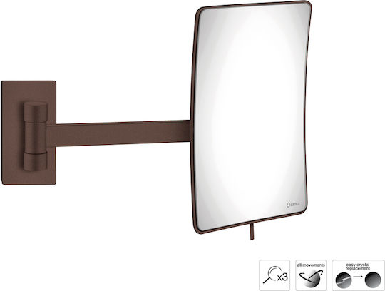 Sanco Sanco Rectangular Bathroom Mirror with Magnifying Metal Frame Length 104cm Grey
