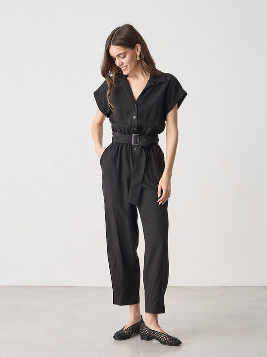 Women's Jumpsuit Black 95% Lyocell 5% Linen