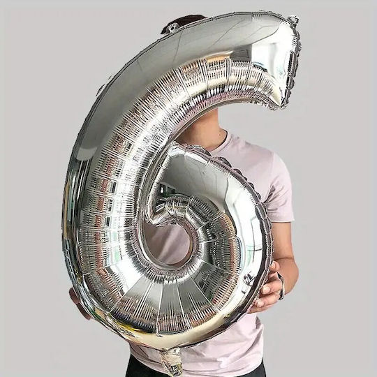 Geburtstags Luftballon Folie Jumbo Silber 81cm