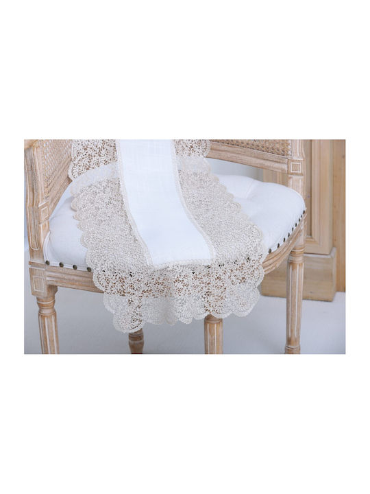Liolios Home Linen Tablecloth With Embroidery Set 3 Pieces Qz1600053 Cappuccino 40x160 cm