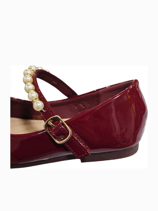 Kids Ballerinas with Hoop & Loop Closure Burgundy