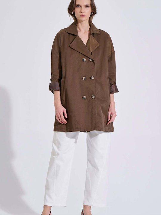 Women's Brown Gabardine Coat 20-060170-0