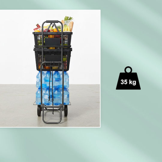 Cărucior de Cumpărături Pliabil 100x34x44 Cm 35 Kg Gri