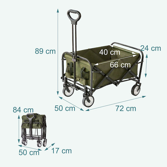 Relaxdays Folding Trolley White Dark Green/black 89x72x50 Cm