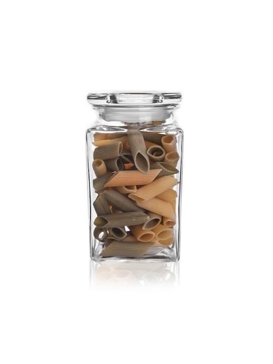Orion Glass Transparent Coffee Pasta Vase with Lid 1400ml