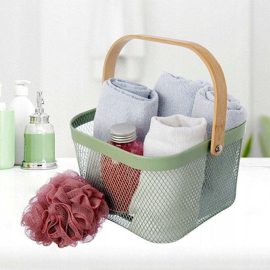 Orion Bamboo Green Storage Basket 27x24.5x17.5cm