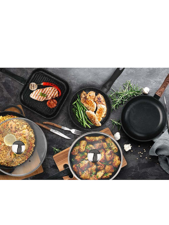 Orion Starke Pro Aluminium Pfanne mit Deckel mit Antihaftbeschichtung 28cm