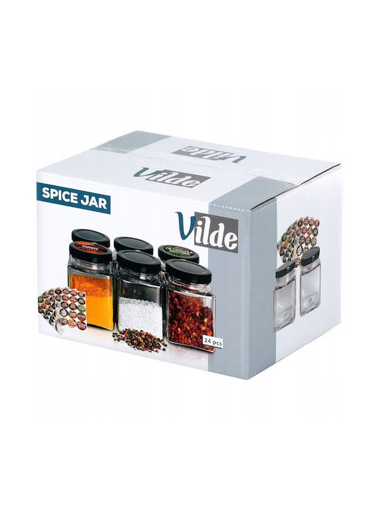 Vilde Glass Spice Jars Black 24 Pieces