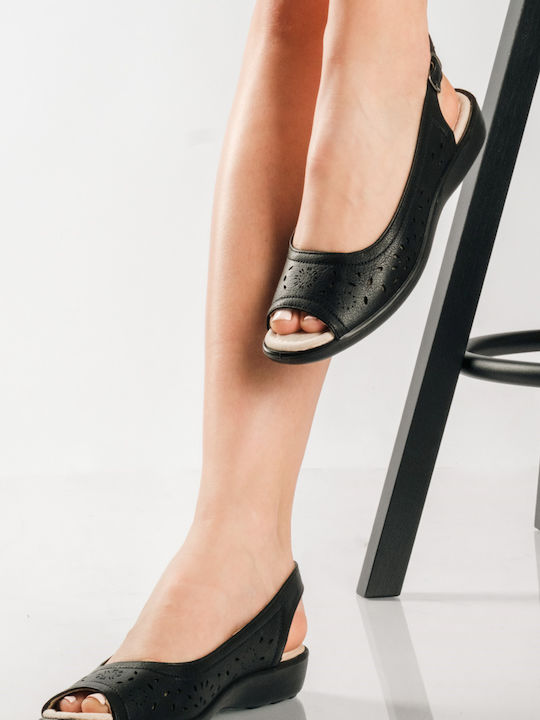 Antrin Γυναικεία Peep-toe Πέδιλα Μαυρο Antrin Γυναικεία Peep-toe Πέδιλα Μαυρο