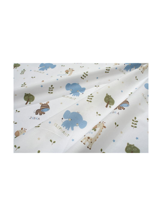 Dimcol Baby Duvet Cover Happy Safari 711 White Sky Blue 120x160cm