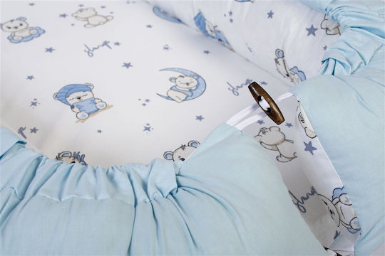 Dimcol Βρεφικό Μαξιλάρι Φωλιά Bear's Nest White-sky Blue 60x85εκ.