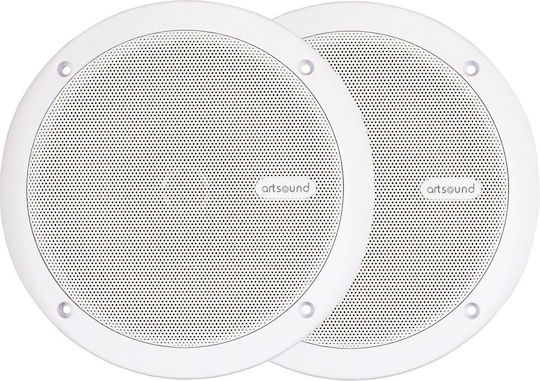 Artsound Mdc64.2 W Ceiling Marine Speakers Ip66 6.5” White Pair