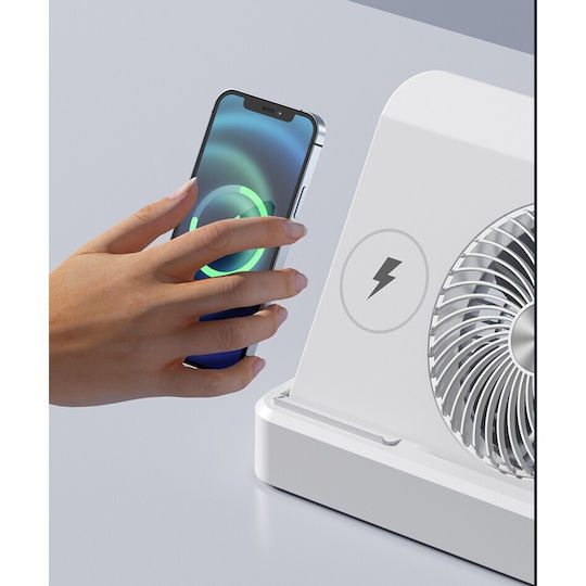Ventilator 2în1 Flippy Wireless Funcție Încărcare Telefon 100 Niveluri Viteză 2400 mAh 5V 2A 25 X 16,5 X 24 Cm Alb