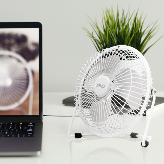 Mini Ventilator De Birou Usb 5v Reglabil Compact Silențios Metalic Alb 18 Cm