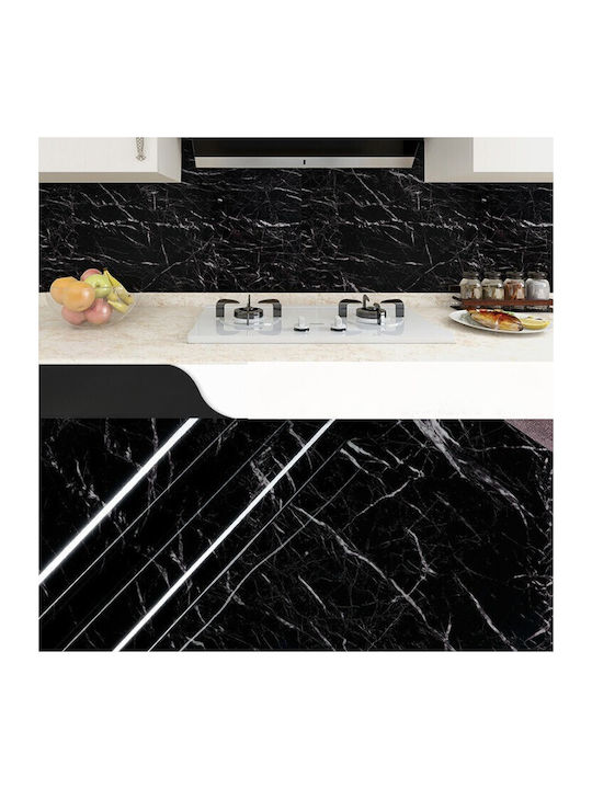 Self-adhesive Kitchen Wallpaper Flippy Marble Effect Roll Self-adhesive Film 40cmx100cm Black