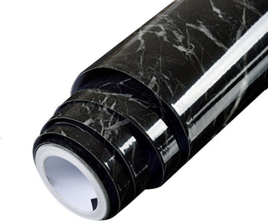 Self-adhesive Kitchen Wallpaper Flippy Marble Effect Roll Self-adhesive Film 40cmx100cm Black