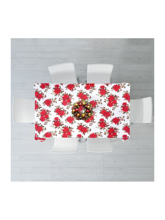 Excellent Houseware Christmas Stain Resistant White Tablecloth 180x130cm