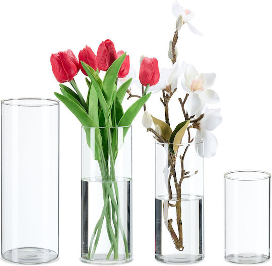 Relaxdays Set Glasvasen Transparente 4 Stück Relaxdays Set Glasvasen Transparente 4 Stück