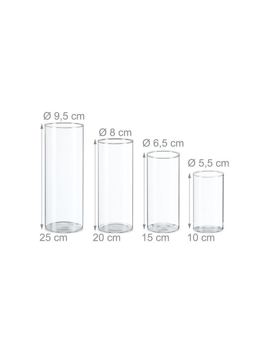 Relaxdays Relaxdays Set Dekorative Glasvasen Transparente 4 Stück