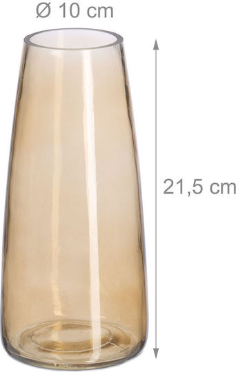 Relaxdays Dekorative Vase Glas Braun 10xH21,5cm
