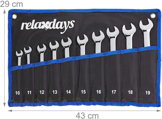 Set Chei Combinat 10 Bucăți 10-19 Mm Argintiu Negru 29x43x1 Cm
