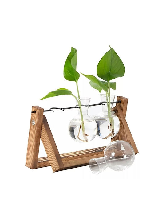 Set Vaze Decorative Din Lemn Maro 3 Bucăți