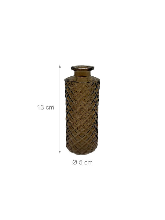 Relaxdays Σετ Διακοσμητικα Βάζα Γυάλινα Καφέ 5x5xΥ13cm 6τμχ