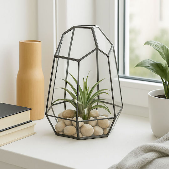 Relaxdays Vază Decorativă Din Sticlă Neagră 17x15xÎnălțime 25cm