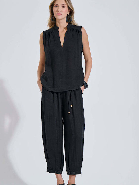 Women's Black Set with Pants with Rubber Band