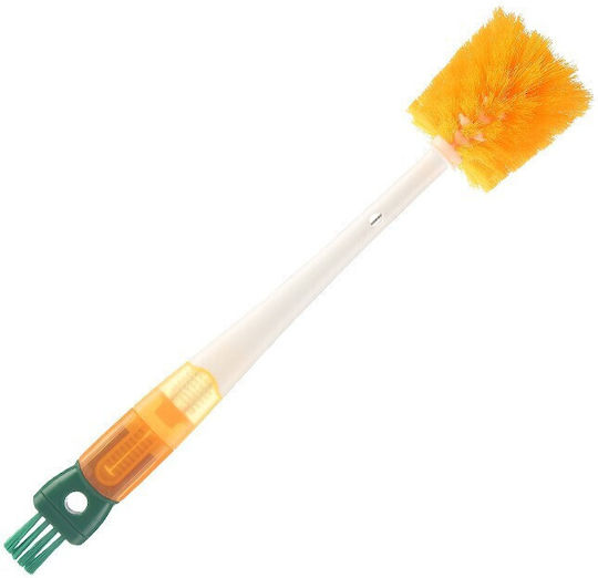 Perie De Curățare 5 În 1 Pentru Pahare Din Sticlă Sticle Perie Flippy Cu Mâner Lung Accesorii Curățare Paie Capace Ușor De Agățat 36x7x7cm Portocaliu-alb
