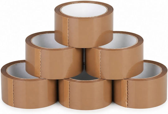 Set 6 Role De Bandă Adezivă Cu Zgomot Redus Pentru Ambalare Pachete Cu Aderență Ridicată Derulare Silențioasă 5 Cm X 66 M Maro