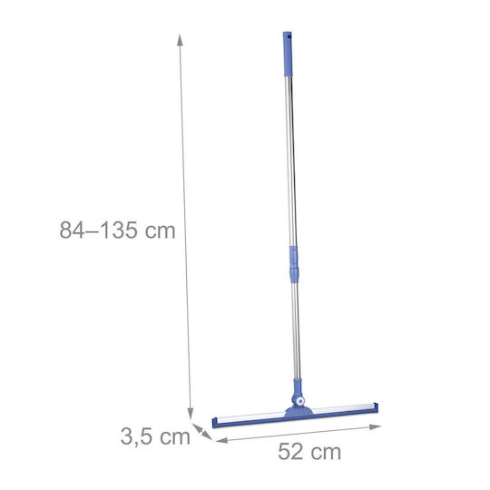 Relaxdays Water Squeegee Telescopic Handle Blue Silver 135x3.5x52 Cm