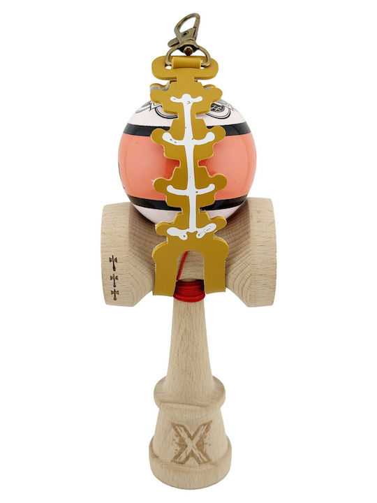 Breloc Pandantiv Kendama Flippy Tip Suport Chei Print Craniu Din Piele Ecologică 26 X 3.2 Cm Maro Deschis