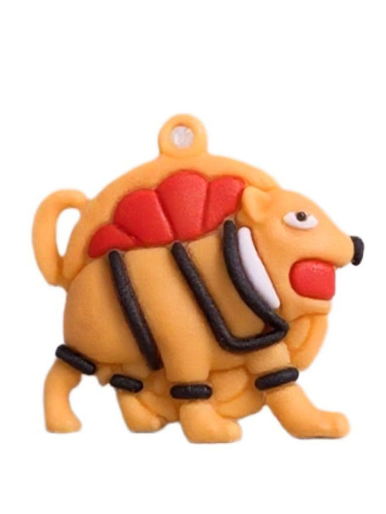Silicone Keychain Flippy Brainrot Burbaloni Luliloli Figurine 3.5 Cm Orange