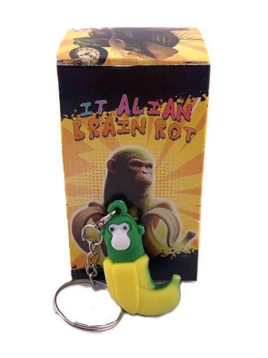 Silicone Schlüsselanhänger Flippy Brainrot Cimpanzini Bananini Figur mit LED 4 cm Gelb Grün
