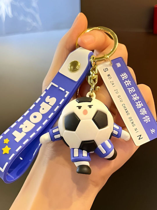 Breloc Flippy Model Mingea de Fotbal Căști Mesaj „Te Aștept Pe Terenul de Fotbal” Accesoriu Cupa Mondială Chei Rucsac Material Acrilic 50 G Albastru