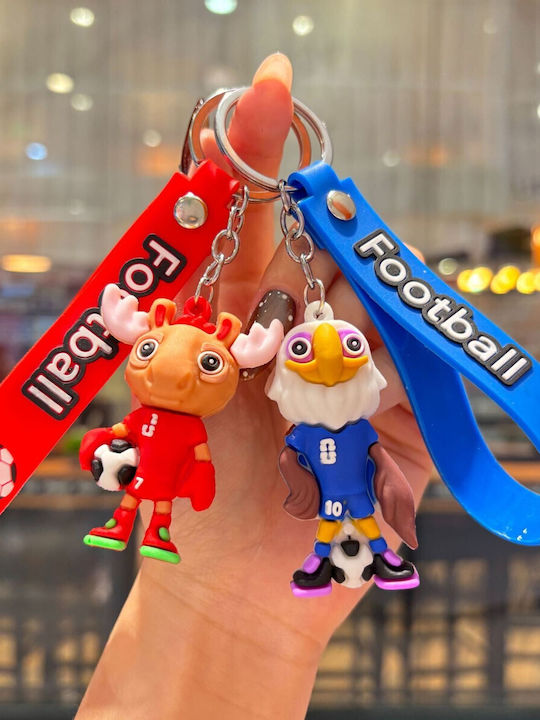 Breloc Flippy Cerb Model Mascotă Fotbal Cupa Mondială Accesoriu Chei Rucsac Cauciuc Moale 26 G 6.2 X 3.4 Cm Roșu