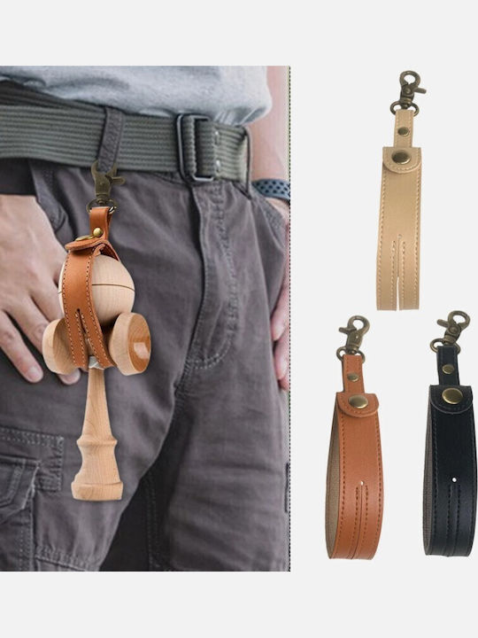 Husă Kendama Flippy Husă De Depozitare Kendama Din Piele Ecologică Cataramă Clip Design Simplu Breloc 19.5 X 2.5 Cm Culoare Caise