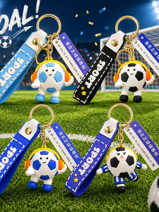 Breloc Flippy Model Minge De Fotbal Căști Mesaj „Te Aștept Pe Terenul De Fotbal” Accesoriu Cupa Mondială Chei Rucsac Material Acrilic 50 G Negru