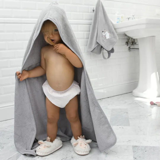 La Millou Baby-Badetuch mit Kapuze Bamboo Sky Grau