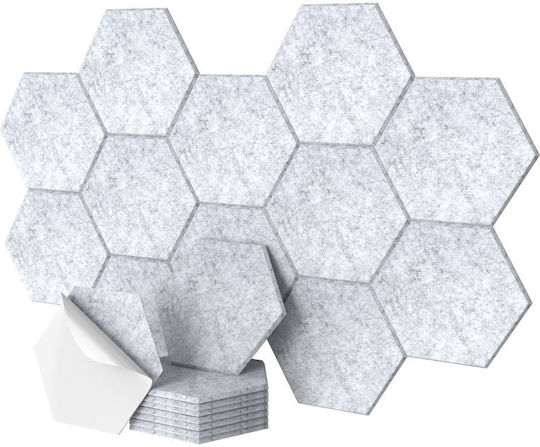 Set Self-adhesive Hexagonal Acoustic Panels Relaxdays Gray 0.9x26x30 Cm